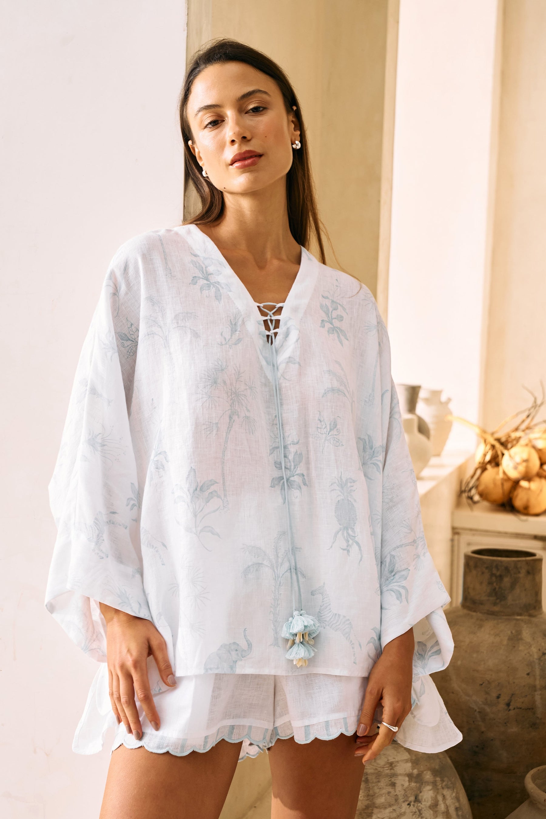 Oasis Print One Size Organic Linen Top 