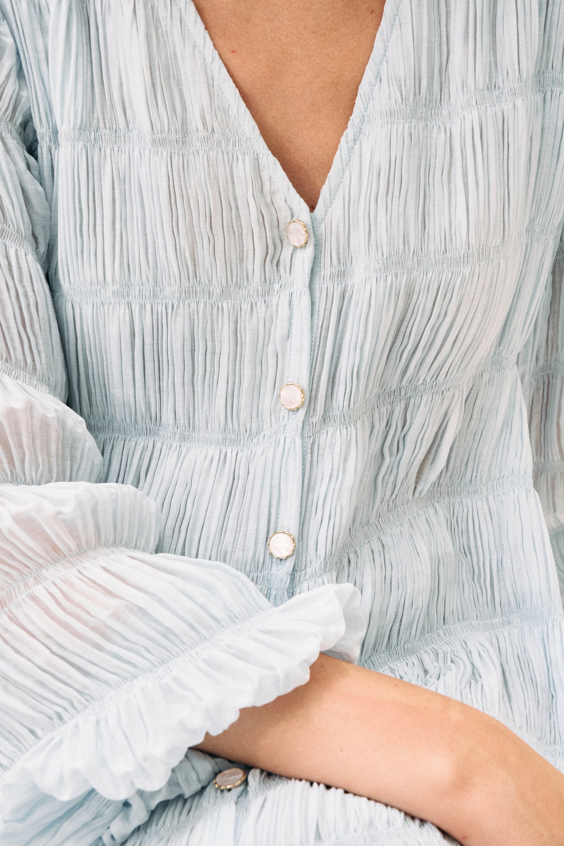 Spring Blue Open Sky Flowy Maxi Dress
