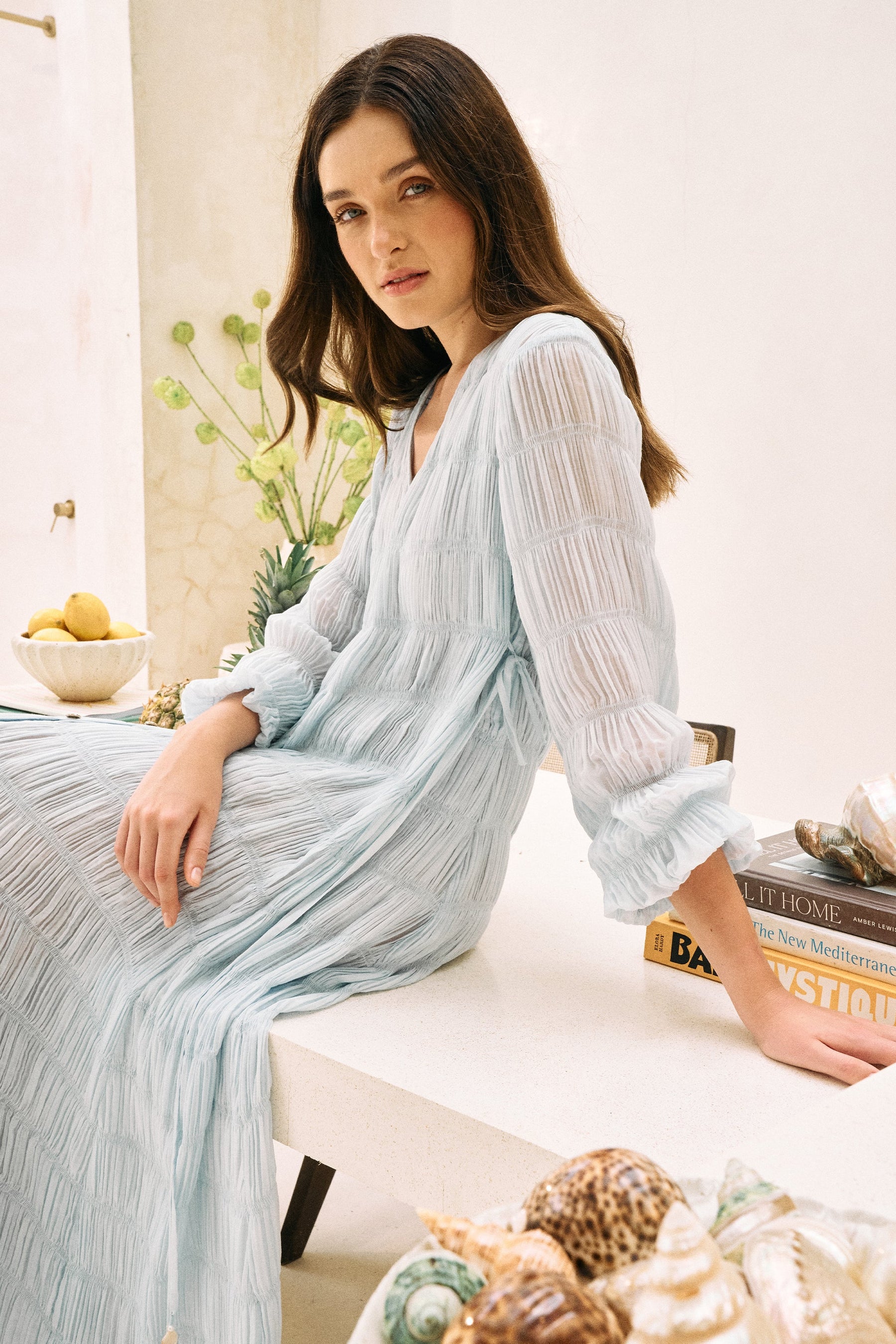 Spring Blue Open Sky Flowy Maxi Dress