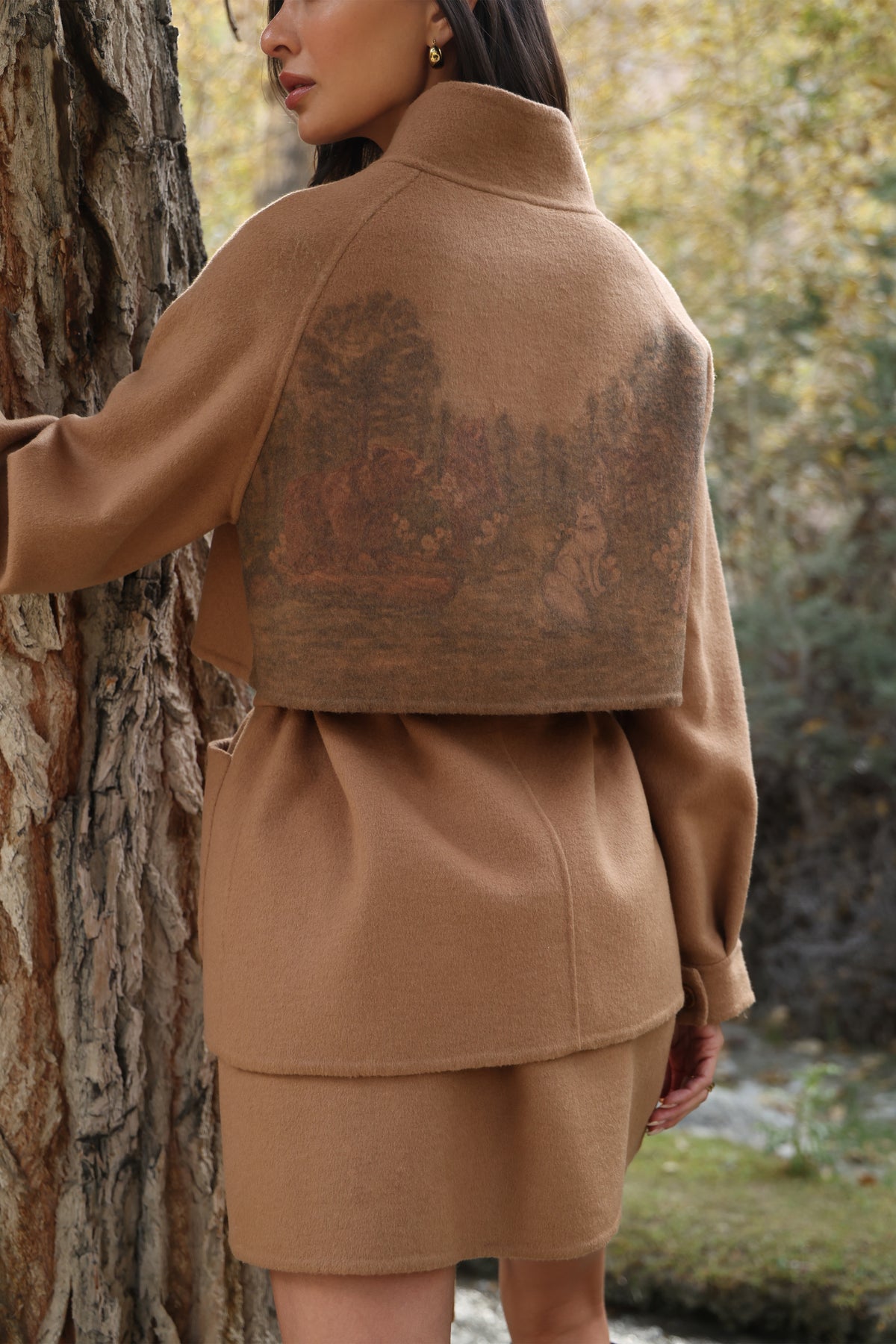 Outlands Merino Wool Blend Trench Jacket (Caramel)
