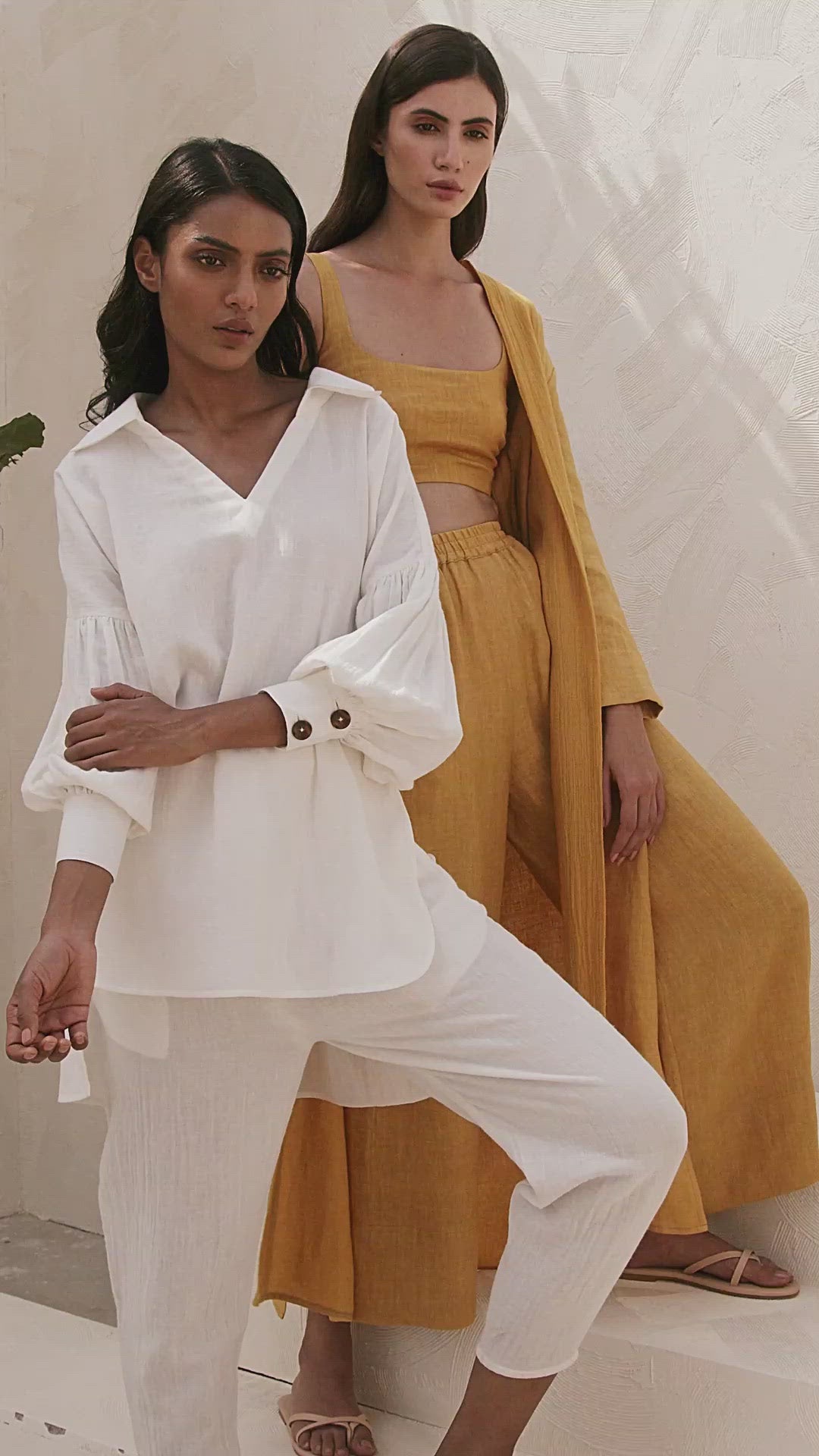  Organic Overlay Clothing|  Mustard Organic Linen Overlay with High Side Slits 
