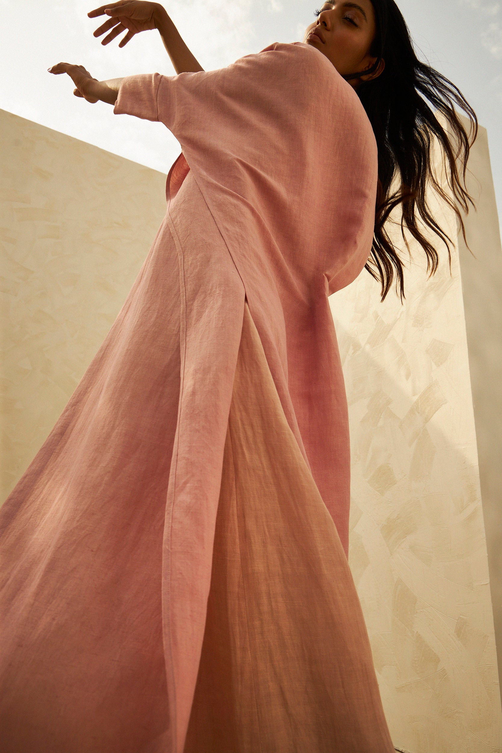 Stylish and Boho-Chic Dusty Pink Organic Linen Overlay