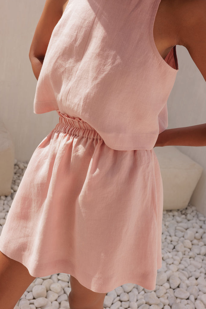 Organic Linen Short Skirt: Dusty Pink | Pink short skirt