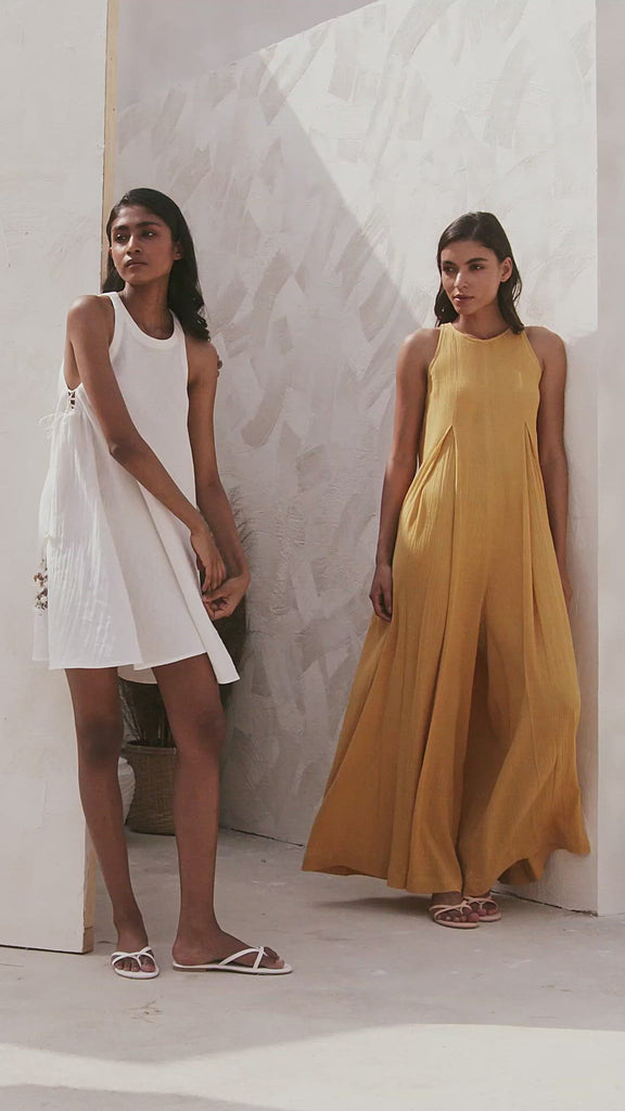 Short Dress for women | Organic Cotton Short Dress with Criss Cross Looping Design