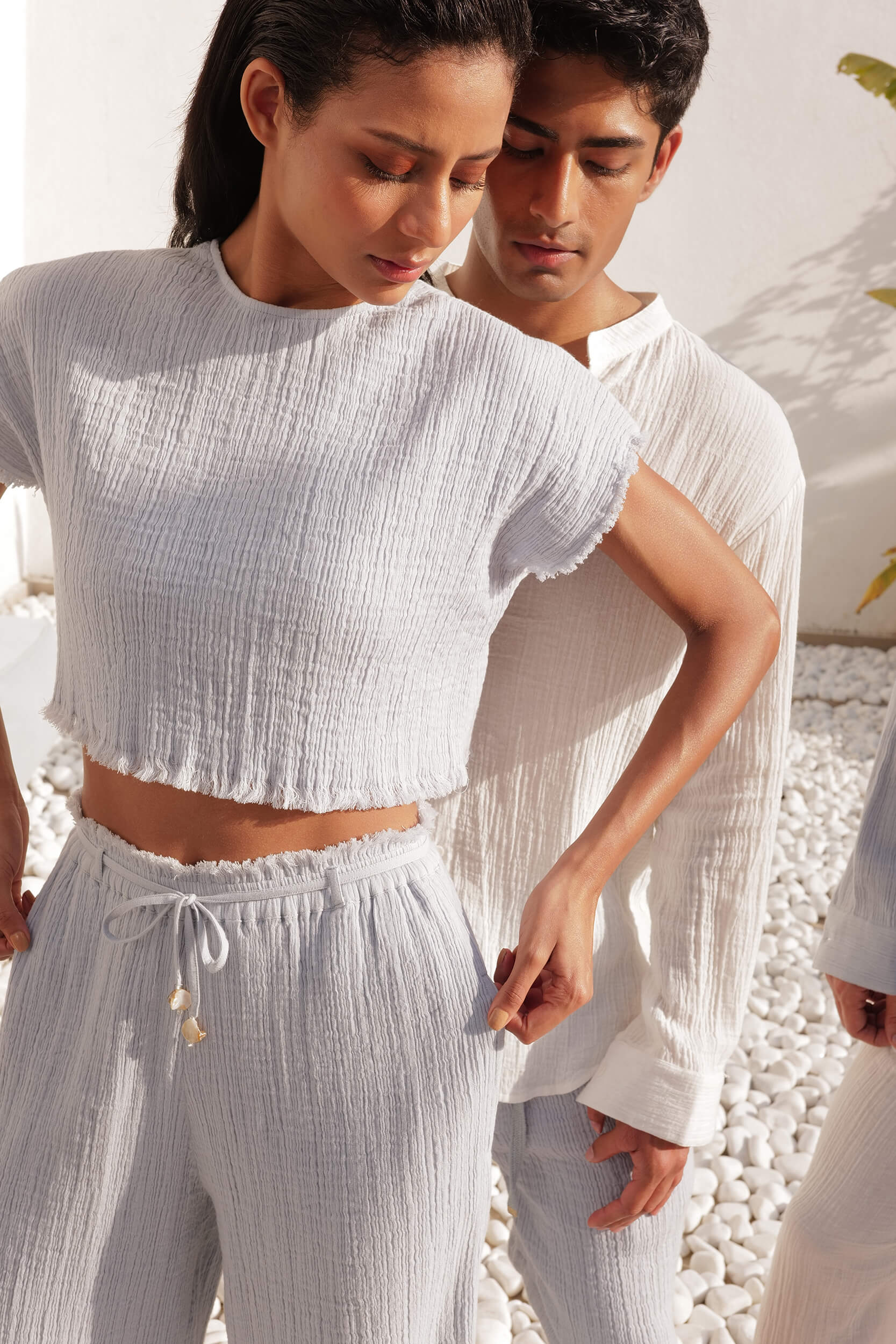Loose Fitting Crop Top |Organic Seersucker Cotton Crop Top