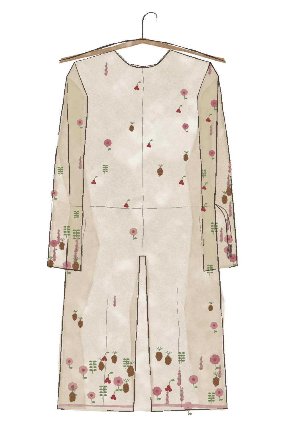 Autumn Bloom Woollen Jumpsuit (Ivory Alpine Botanics), illustrated on the clothesline