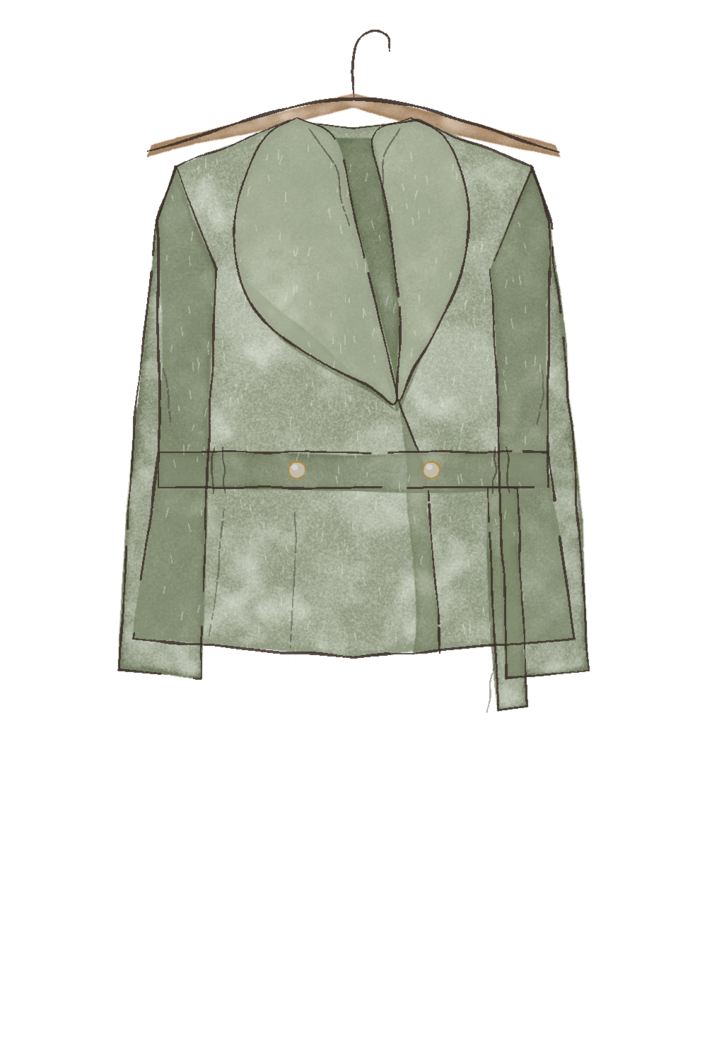 Cashmere-Silk-Merino Blend Wrap Coat (Winter Sage), illustrated on the clothesline